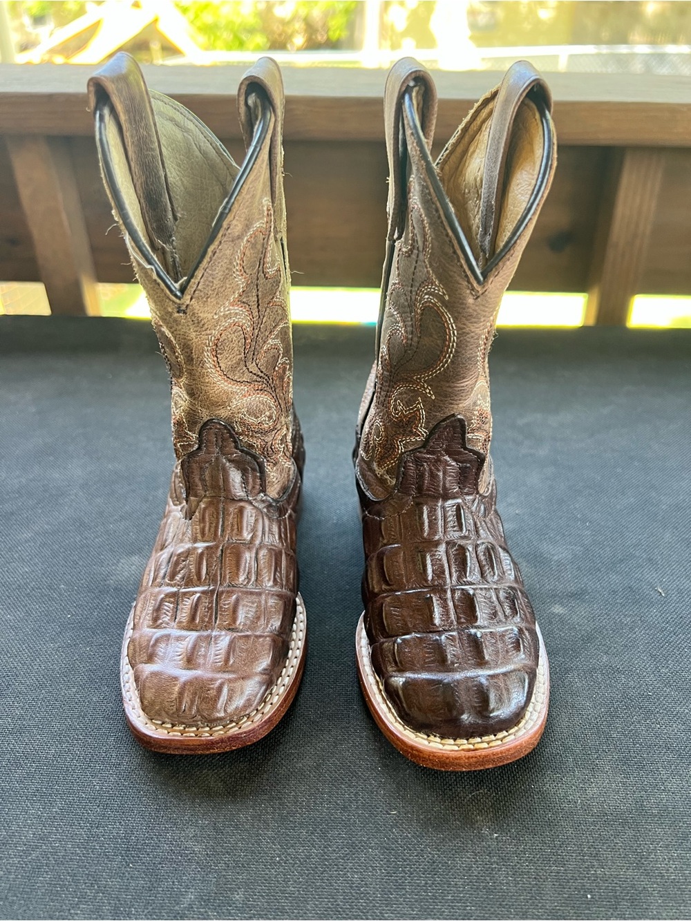 Toddler Anderson Bean Brown Exotic Leather Western Cowboy Boots